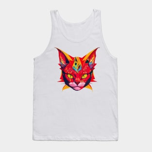 Funky Pop Art Cat Head Tank Top